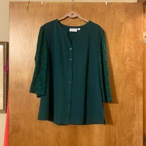 Denim&Co v-neck button up blouse